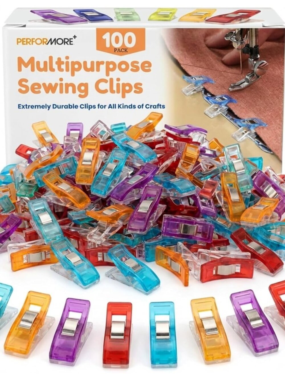 Magik Clips, 100-Pack Multicolored Sewing Clips for Quilting & Crafts Ideal for